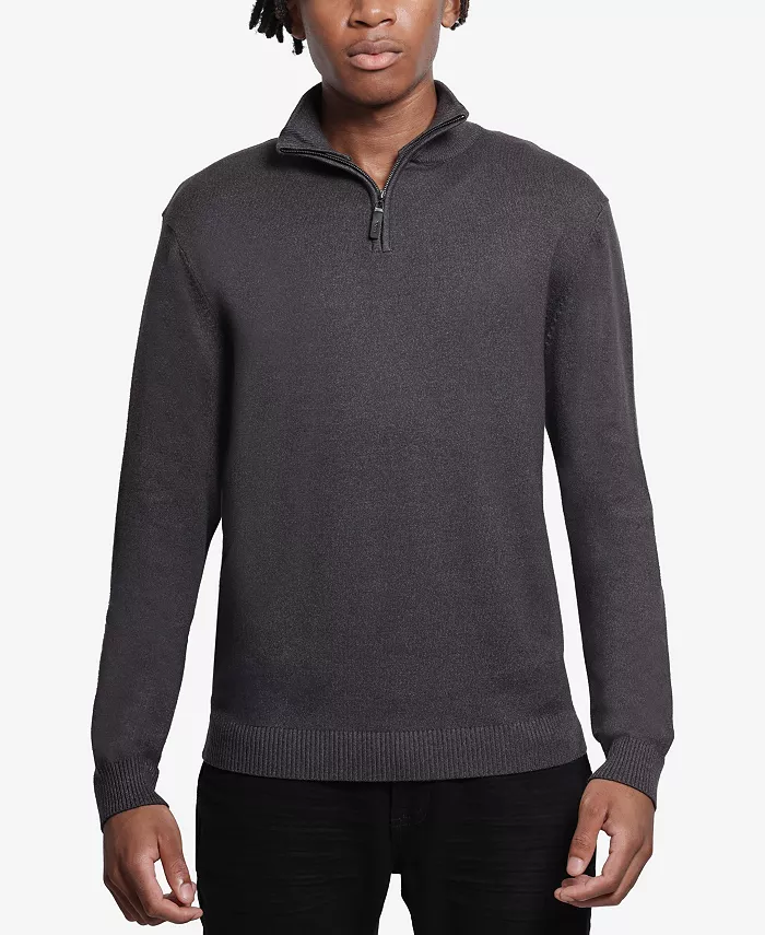 

Мужской свитер с четвертью молнии и воротником стойкой Xray, черный