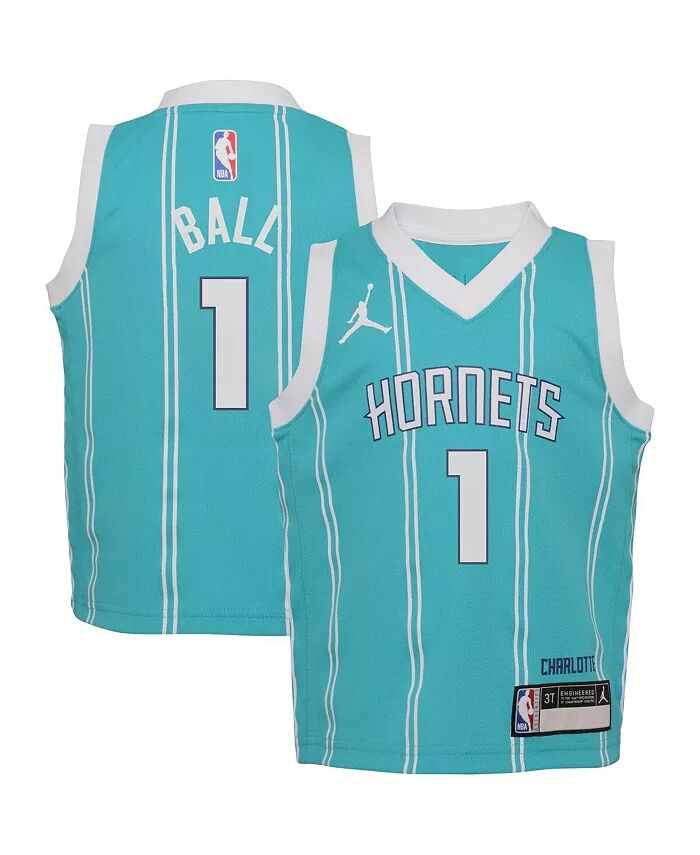 

Джерси для мальчиков и девочек La Melo Ball Teal Charlotte Hornets Swingman Player — Icon Edition Jordan, синий