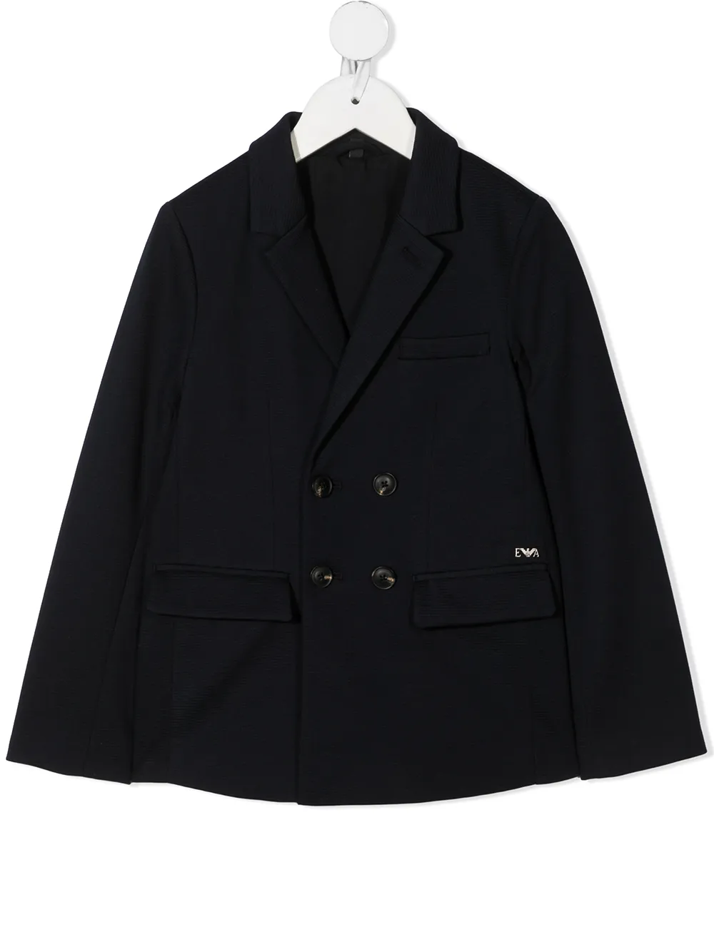 

Двубортный блейзер с вышитым логотипом Emporio Armani Kids, синий
