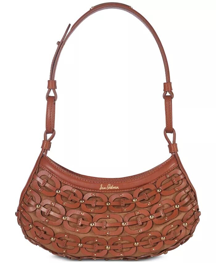 

Сумка через плечо из кожи Bay Crescent Chainlink Sam Edelman, коричневый