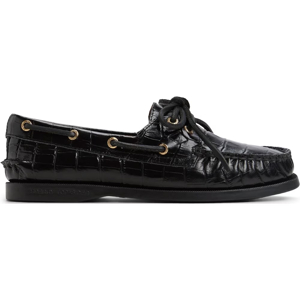 Подлинные оригинальные кожаные туфли-лодочки с двумя люверсами Sperry, черный — фото 2