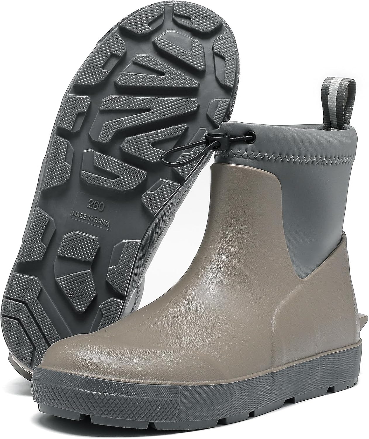 

Мужские ботинки для палубы, резиновые дождевые сапоги до щиколотки, водонепроницаемые, противоскользящие, обувь для рыбалки и лодочных прогулок, водонепроницаемые ботинки для мужчин Ckwlxqy, Apricot