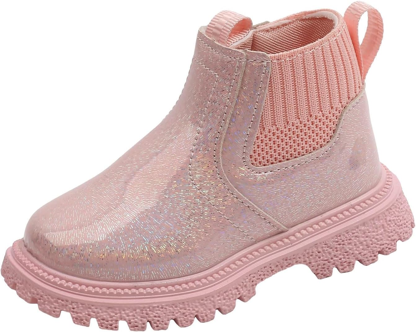 

Детские ботинки IWIHMIV для девочек, ботинки до щиколотки, противоскользящие, для верховой езды, повседневные, с короткой посадкой и боковой молнией, Pink