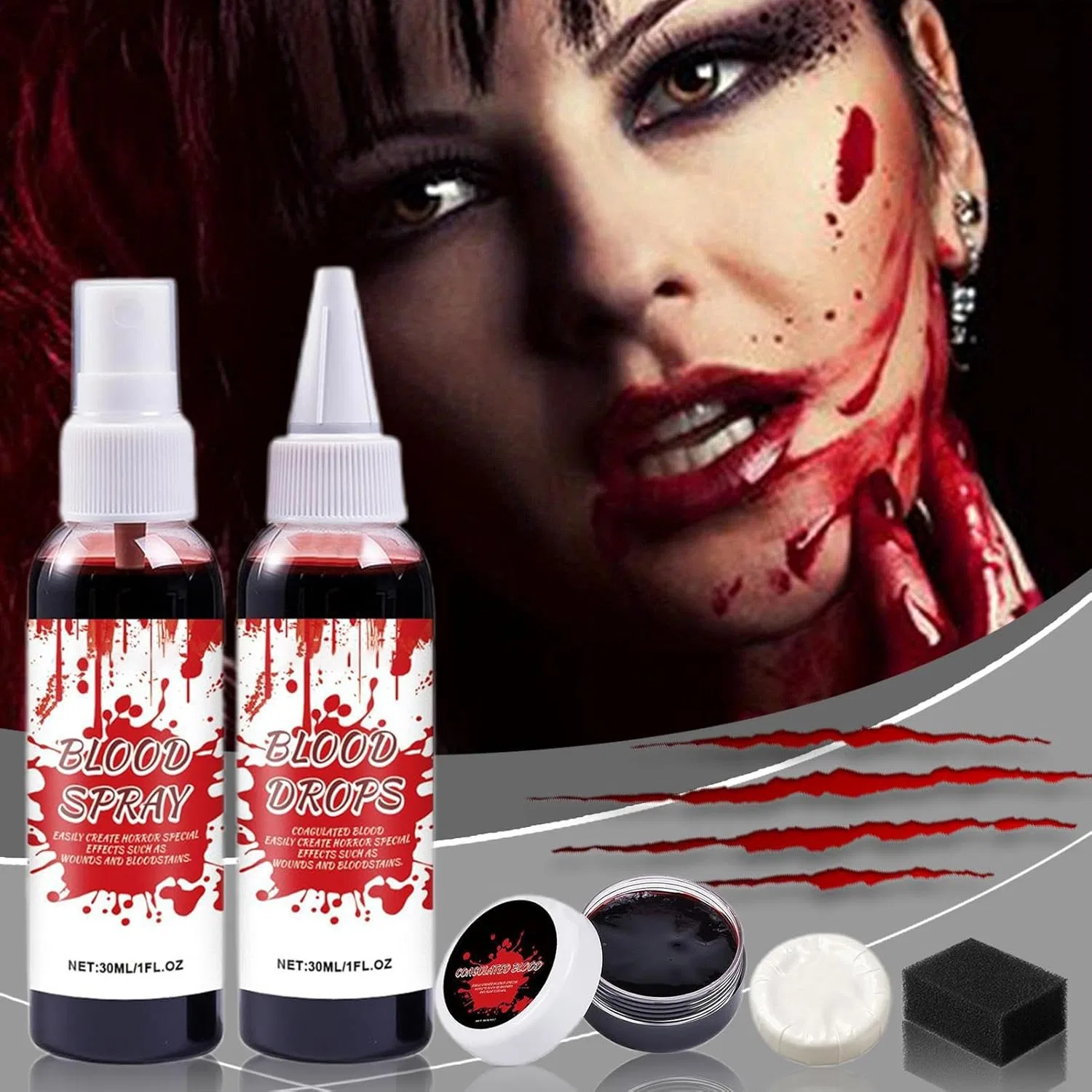 Набор для хэллоуинского грима Fake Blood Kit, 30 мл — фото 3