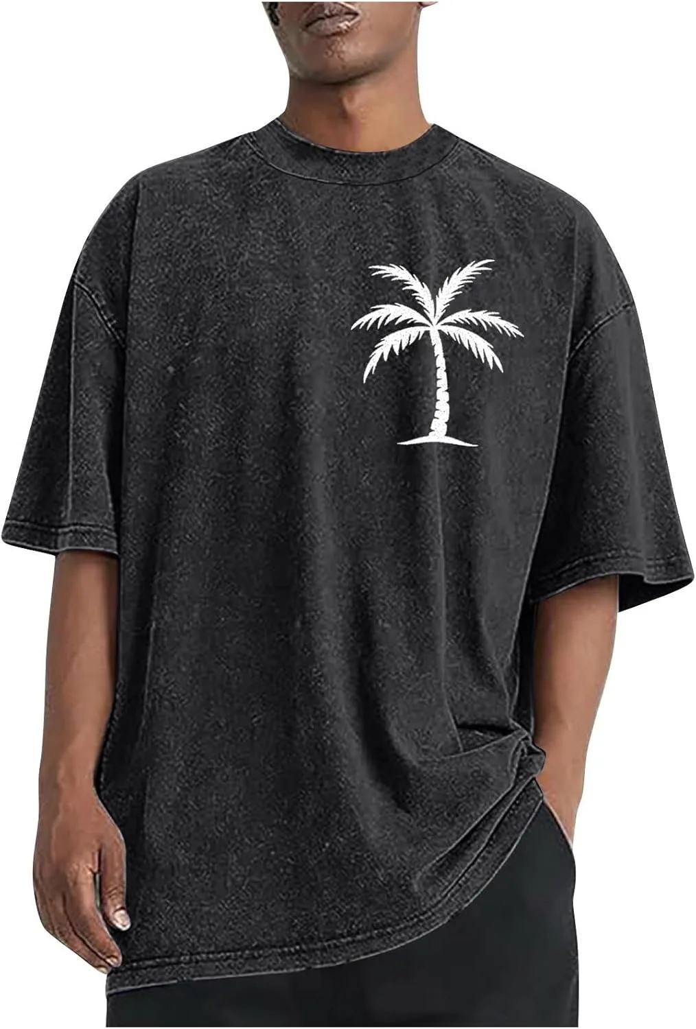 Мужская футболка с коротким рукавом Oversized Cotton Vintage Washed с принтом Palm Tree