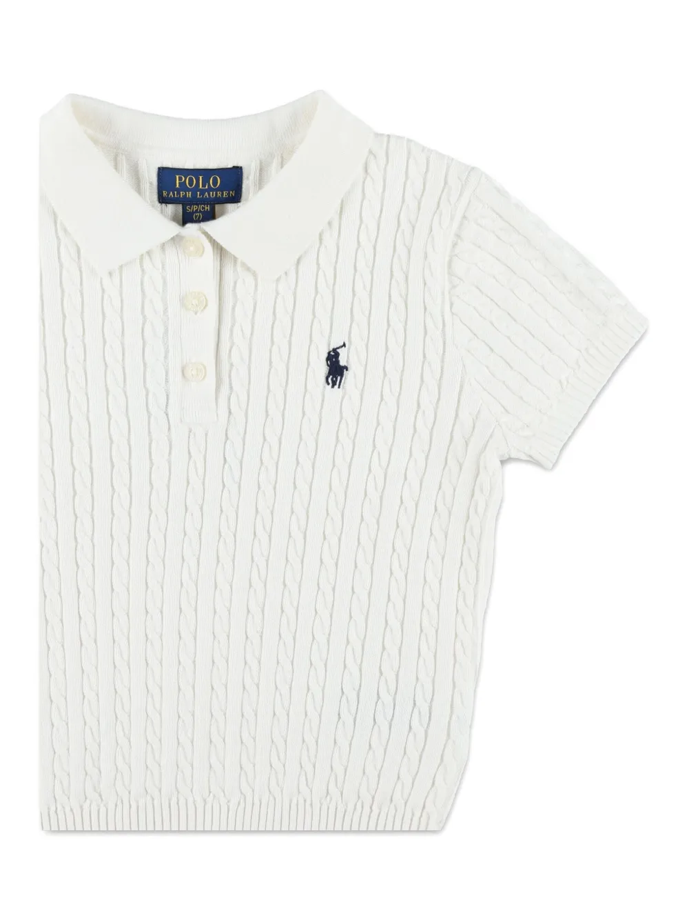 Поло в стиле "косичка" Polo Ralph Lauren Kids, белый — фото 3
