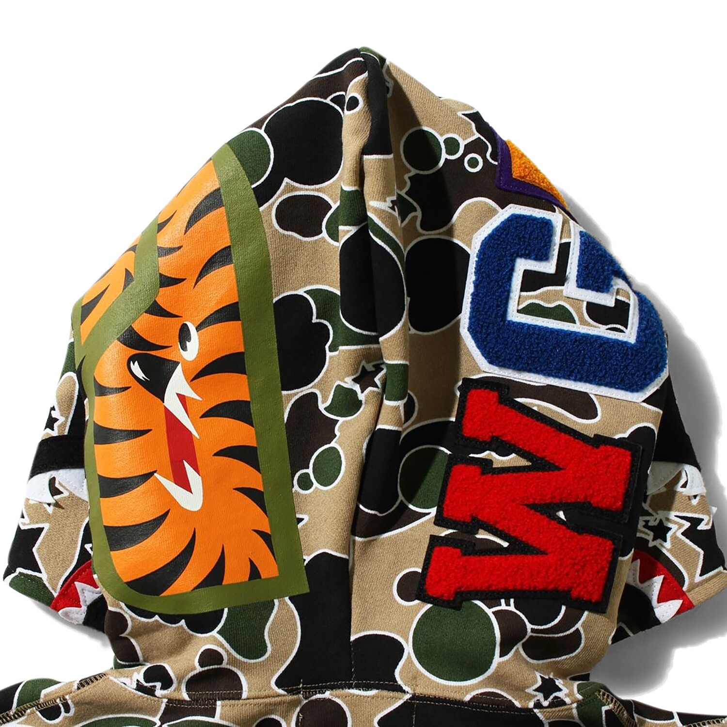 BAPE Sta Camo Толстовка на молнии с изображением акулы, цвет Желтый — фото 3