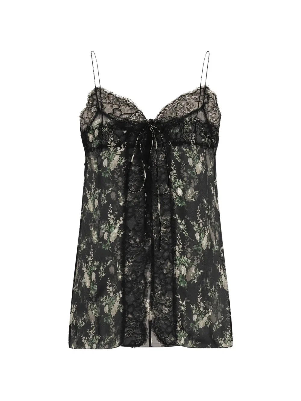 Топ с цветочным принтом и кружевной отделкой Dolce & Gabbana, черный