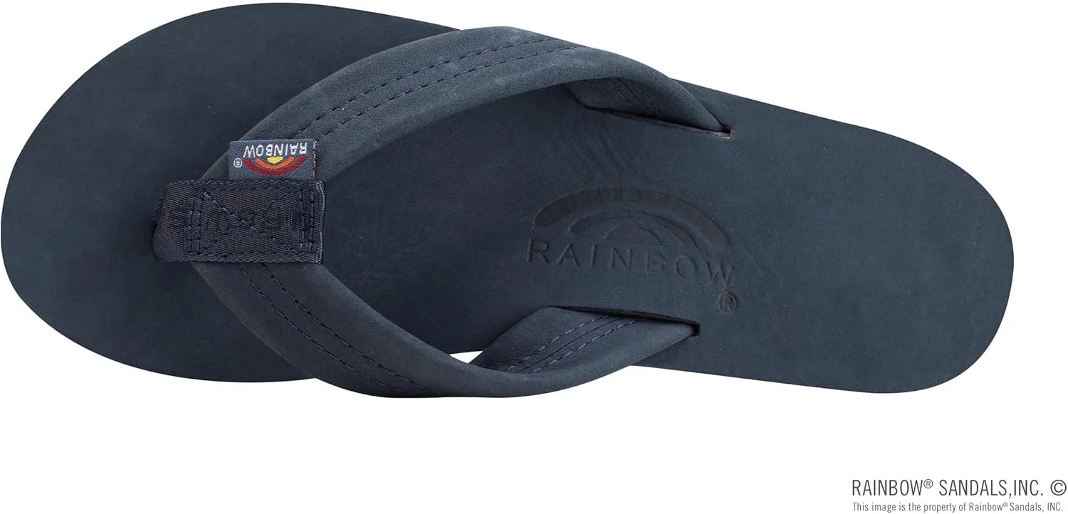 Мужские классические кожаные сандалии Радужные Rainbow Sandals, темно-синий — фото 3