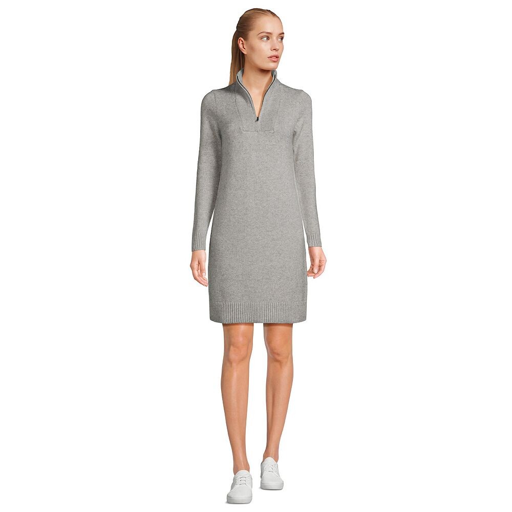 

Женское уютное платье-свитер на молнии Lands End в четверть четверти Lands' End, цвет Gray Heather