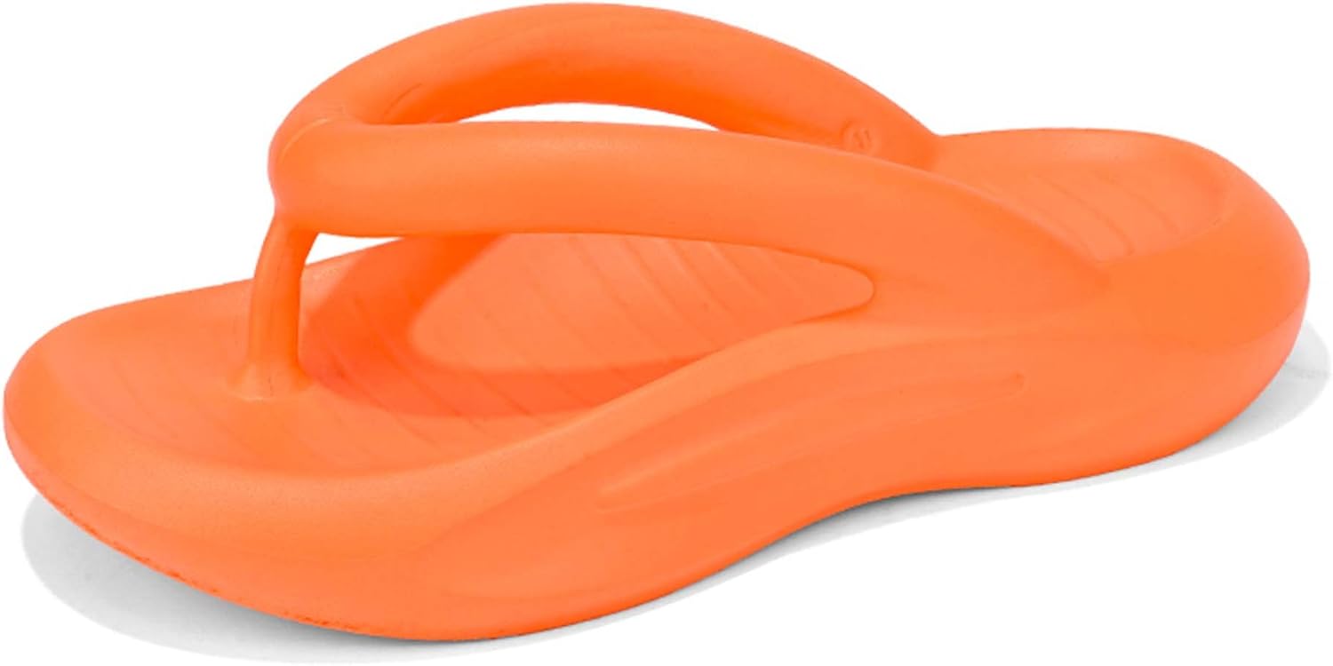 

Летние мужские сланцы с толстой подошвой, шлепанцы, сандалии, пляжная обувь, противоскользящие, повседневные, однотонные, удобные, дышащие, мягкие Generic, оранжевый