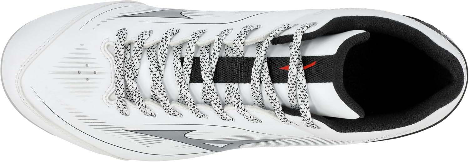Мужские кроссовки Mizuno Cushionrevo Diamond Mid с шипами TPU, белый/черный — фото 4