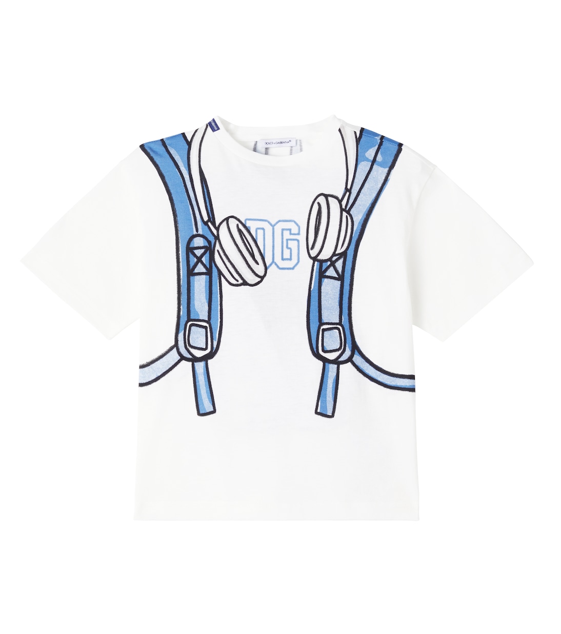 

Футболка из хлопкового джерси с принтом Dolce&Gabbana Kids, Zaino Dg F.Bco Nat