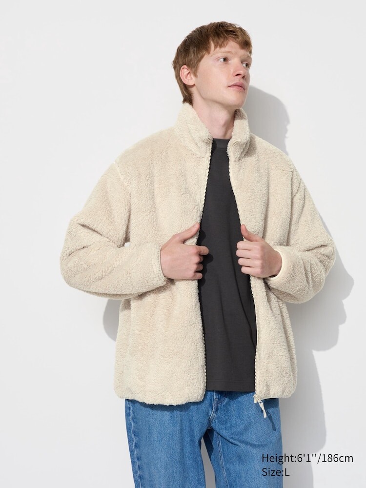 

Пушистая флисовая куртка на молнии Uniqlo, цвет 01 белый