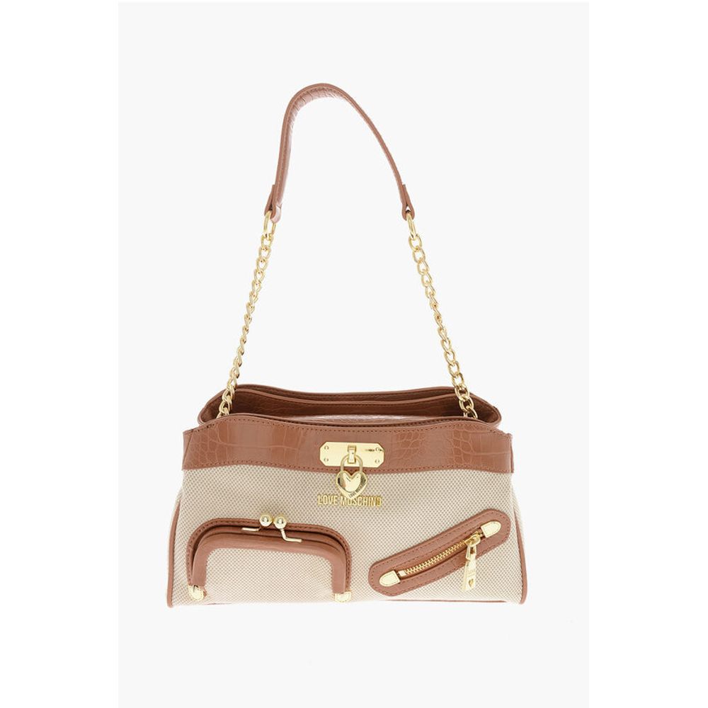 

Сумка LOVE с плетеной ручкой из ткани с эффектом крокодила Faux Le Moschino, White