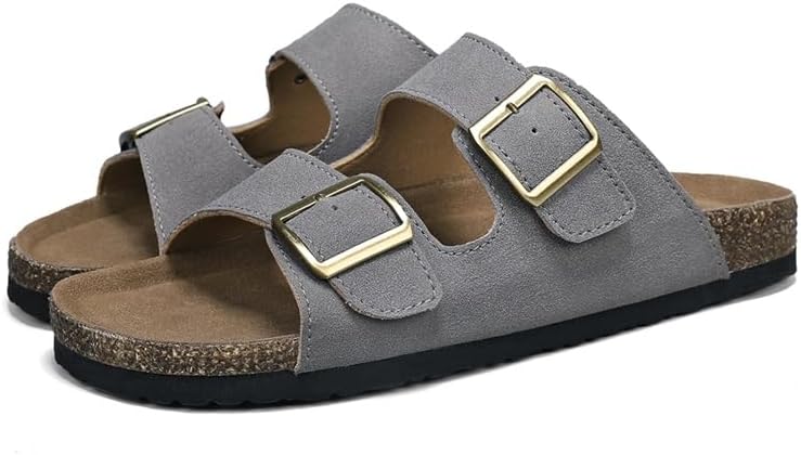 

Мужские сандалии Respeadle с пробковой стелькой, открытым носком и регулируемыми тапочками с поддержкой свода стопы, серый