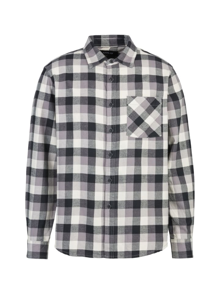 

Рубашка Replay, цвет navy/black/natural white