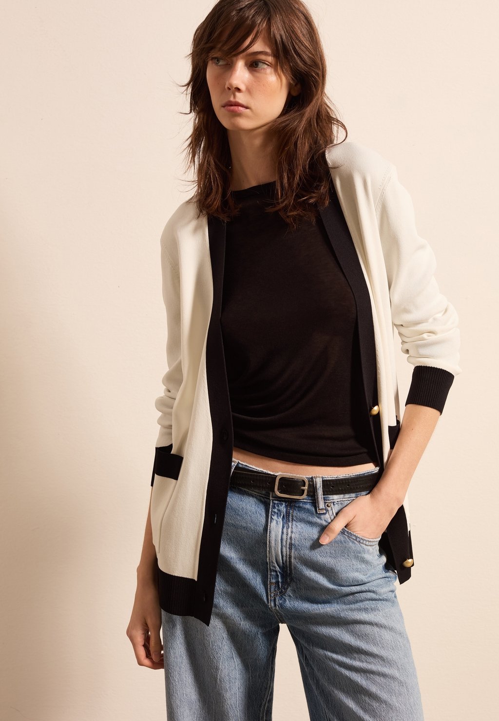

Кардиган LONG WITH CONTRASTING TRIMS Stefanel, белый