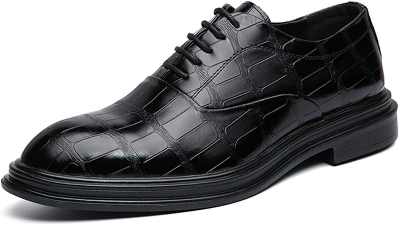 

Мужские туфли на шнуровке с тиснением под крокодила, с круглым носком, из искусственной кожи, противоскользящие, низкие, для выпускного Zuzala, черный