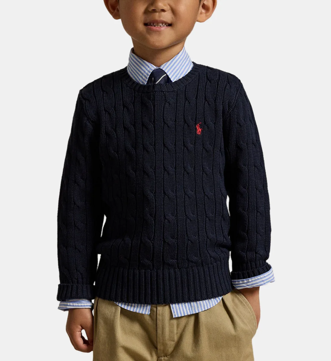 Прямой джемпер из витого (крученого) хлопка POLO RALPH LAUREN, синий — фото 3