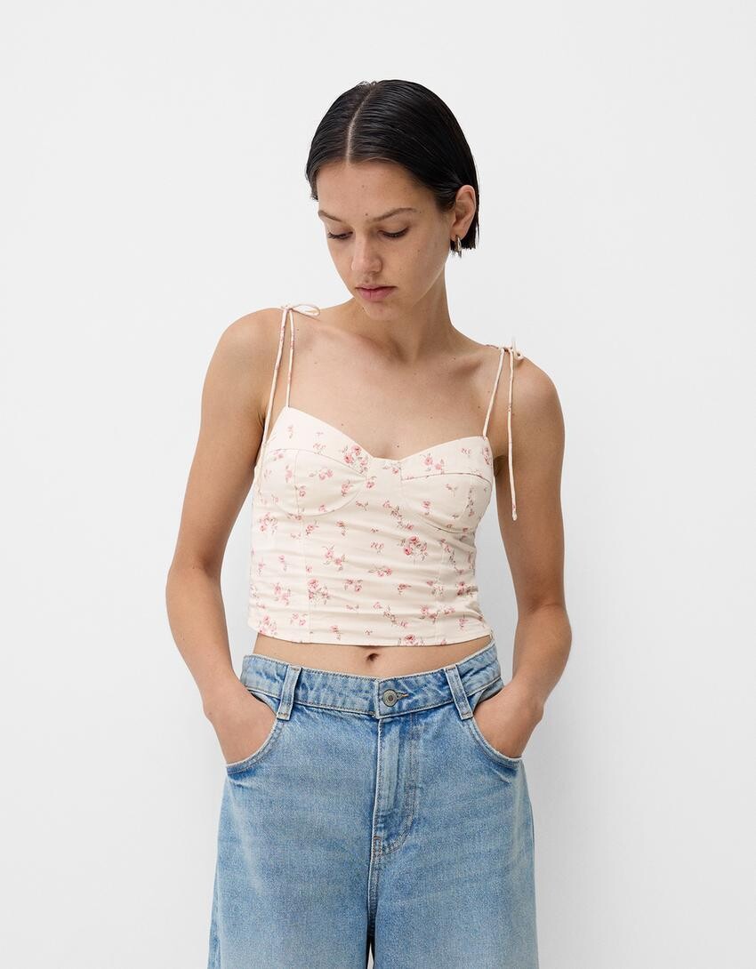 

Укороченный топ с завязками Bershka, мультиколор