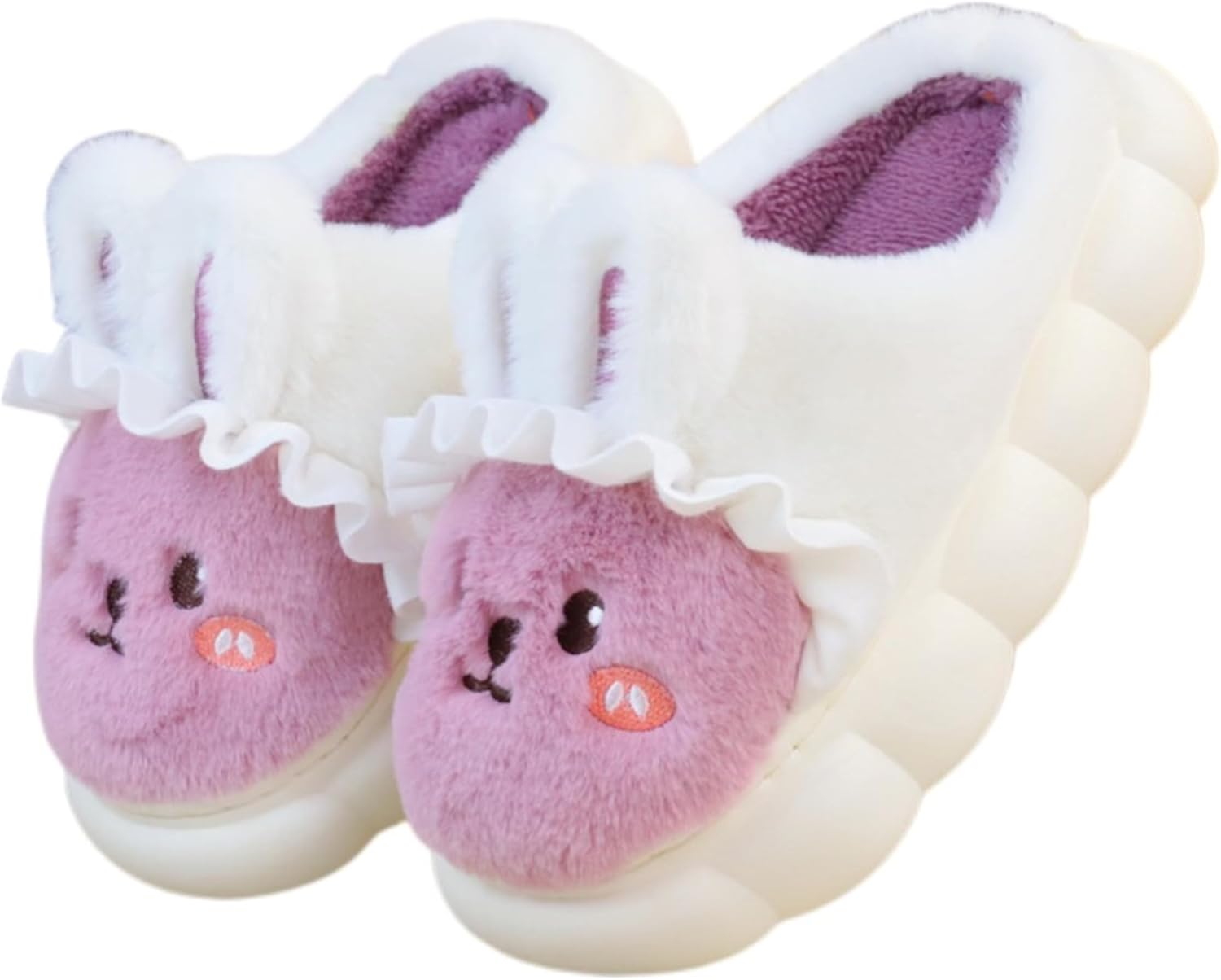 

Женские тапочки-зайчики Мягкие удобные тапочки с животным рисунком Плюшевые теплые зимние хлопковые тапочки для дома Lanfire, фиолетовый