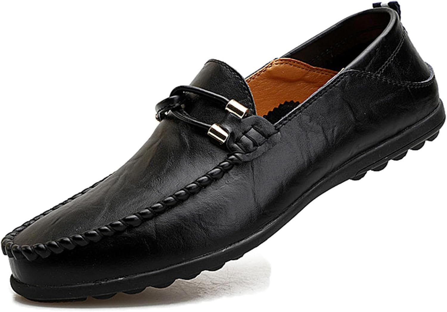 

Мужские лоферы на шнуровке, повседневные кожаные туфли и ходьбы, легкие плоские лодочные туфли, удобные с круглыми носками, нарядные для мужчин Generic, черный