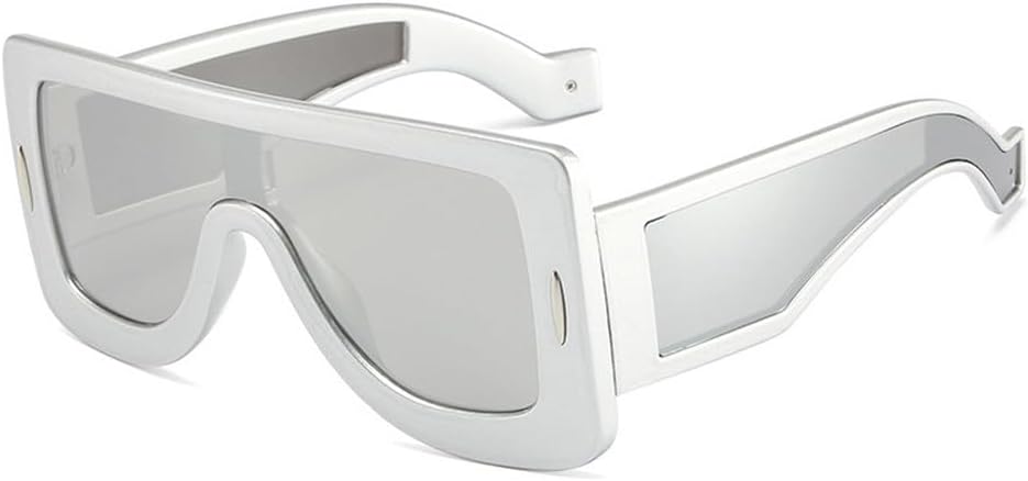 

Модные большие цельные солнцезащитные очки для мужчин, цветные зеркальные очки-маски UV400, женские роскошные солнцезащитные очки с заклепками HVTVTLA, Silver Silver Mirror