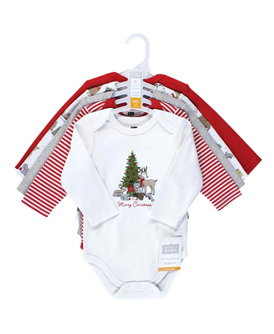 Мягкие хлопковые боди с длинными рукавами, комплект из 5 штук Hudson Baby, Christmas Forest — фото 3