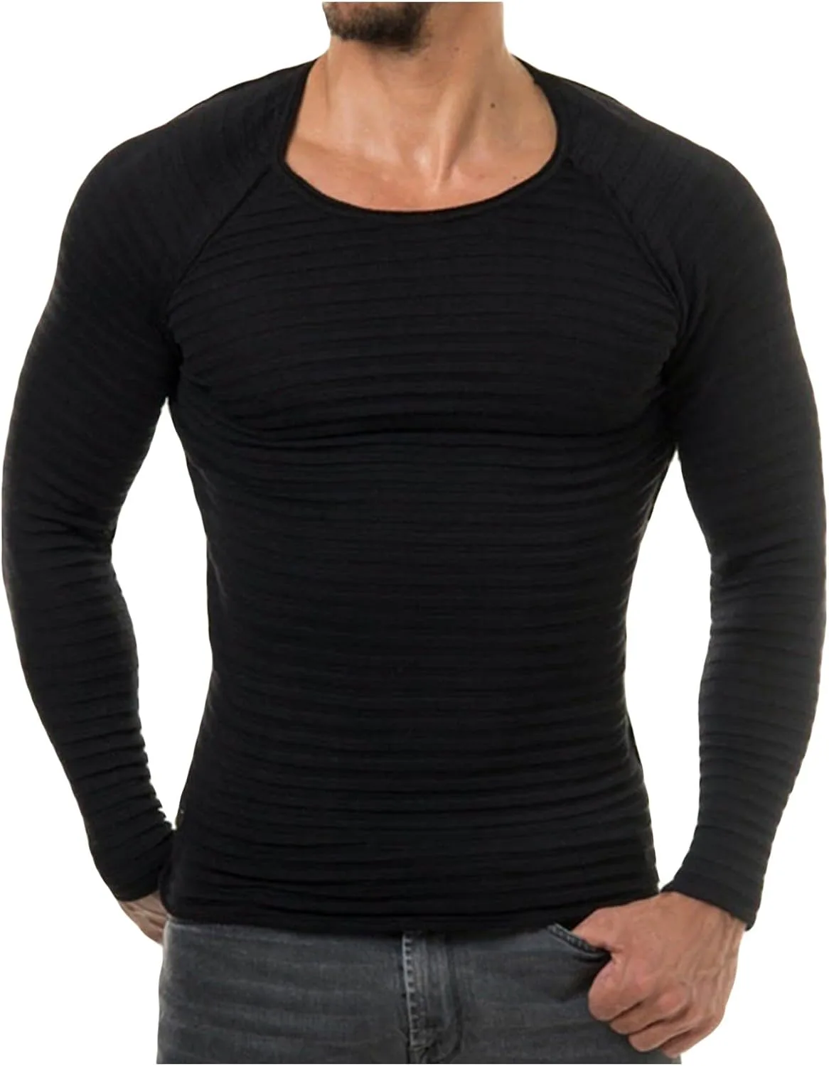 

Мужской однотонный свитер Slim Fit Legou