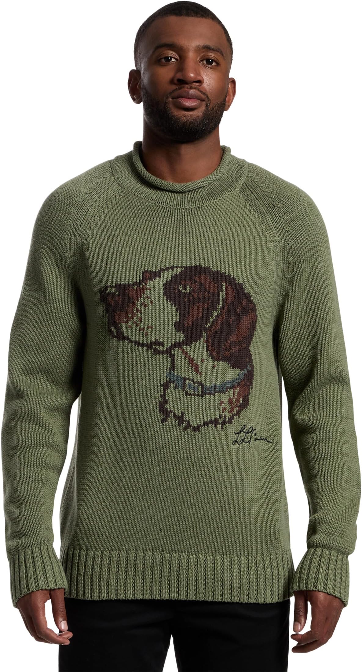 

Свитер L.L.Bean Men's Signature Organic Cotton Rollneck Sweater Fair Isle, Olive Gray Dog