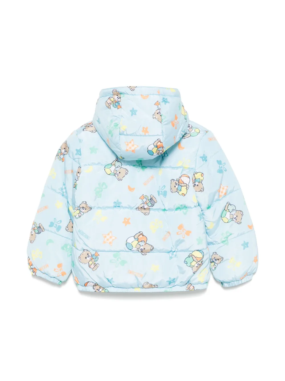 Пуховик с графичным принтом Moschino Kids, синий — фото 2