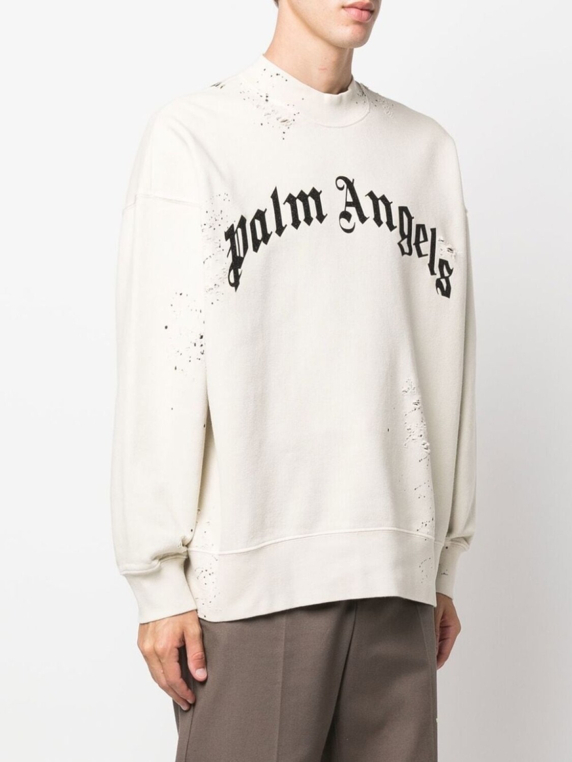 Palm Angels толстовка с эффектом потертости и логотипом, серый — фото 3