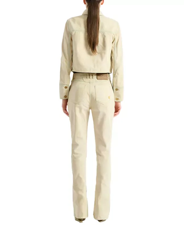 Выцветшая джинсовая куртка Balmain, Beige — фото 3