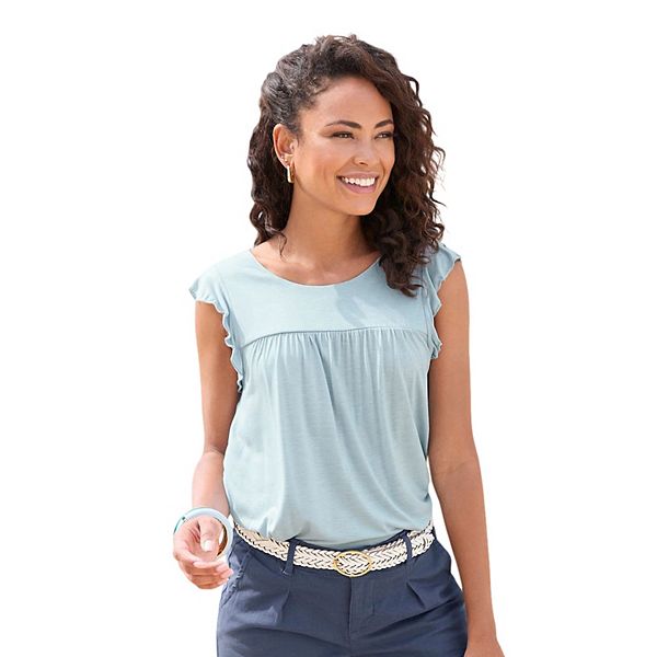 

Женский топ без рукавов с воланами Lascana, Light Blue