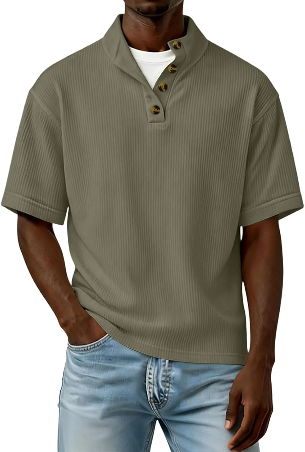 

Мужская поло Vintage Ribbed Knit с воротником стойкой FlekmanArt