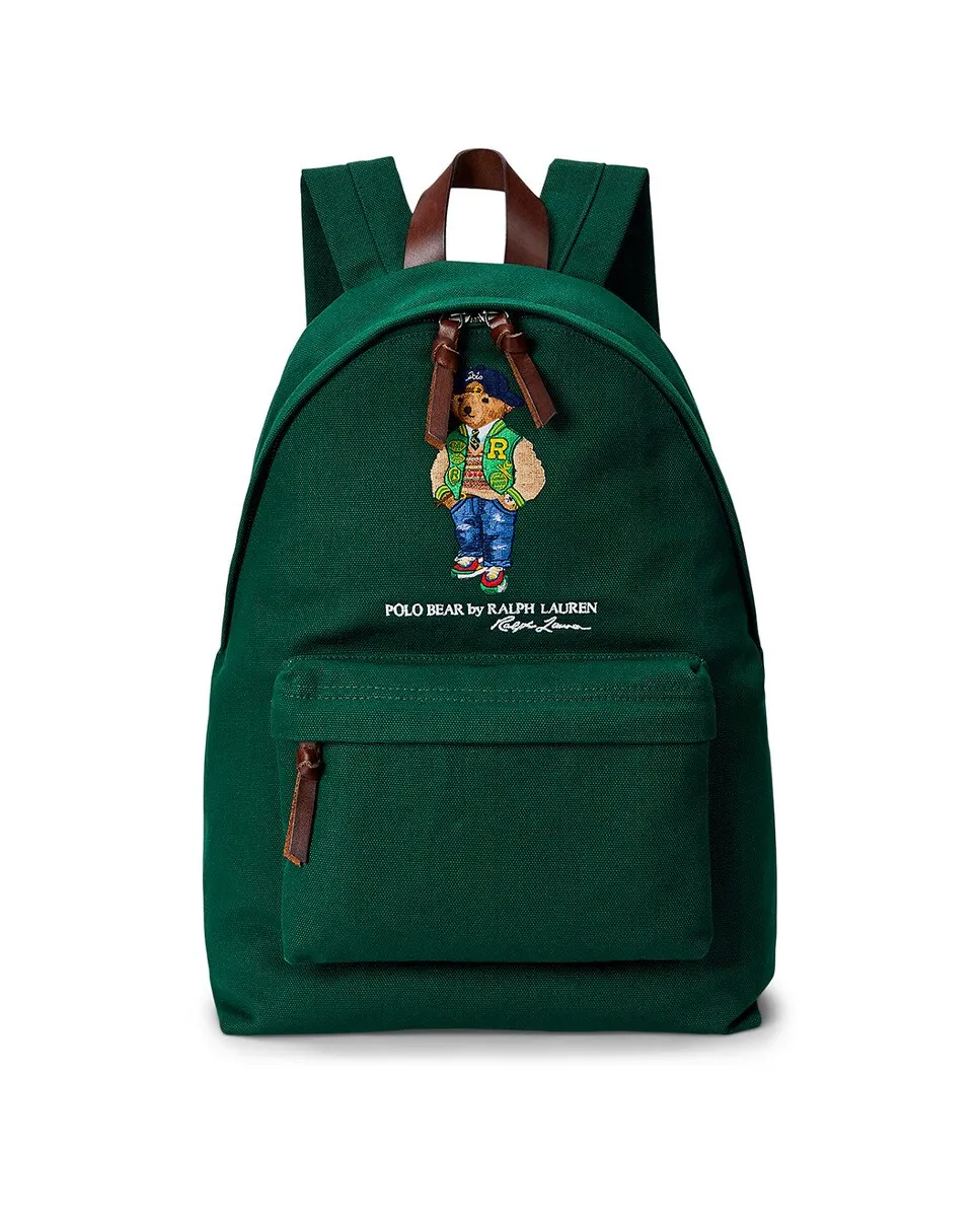 

Мужской холщовый рюкзак с вышивкой Polo Bear Polo Ralph Lauren, темно-зеленый