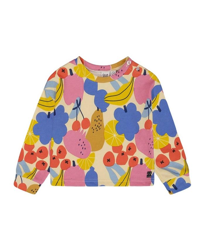 

Детский френч-терри свитшот с принтом для девочек - подростковый размер Deux par Deux, мультиколор