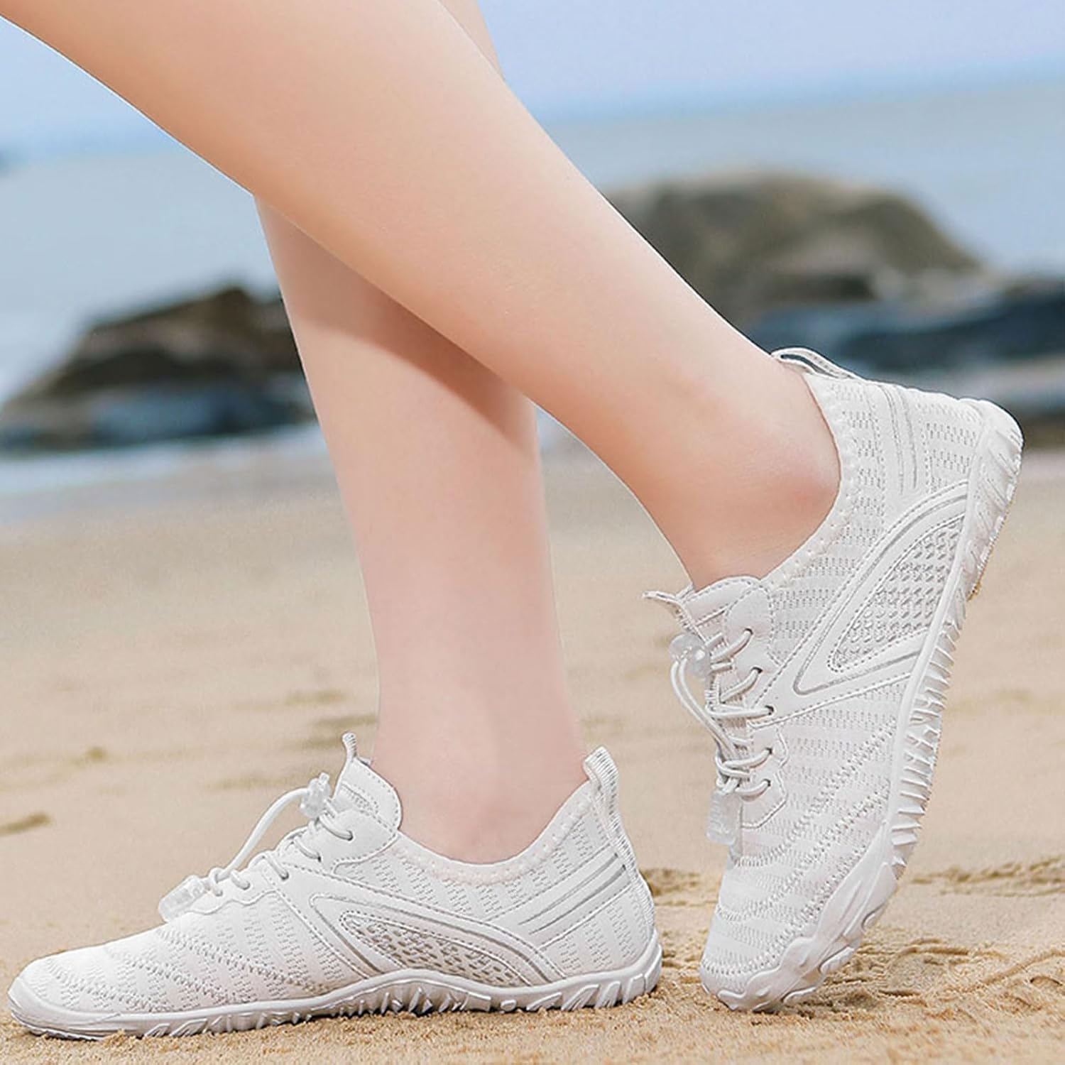 Женские кроссовки Kubbon Barefoot, минималистичные, с широкой носковой частью, легкие для тренировок, дышащие, не скользящие, спортивная обувь с ощущением естественного комфорта, белый — фото 4