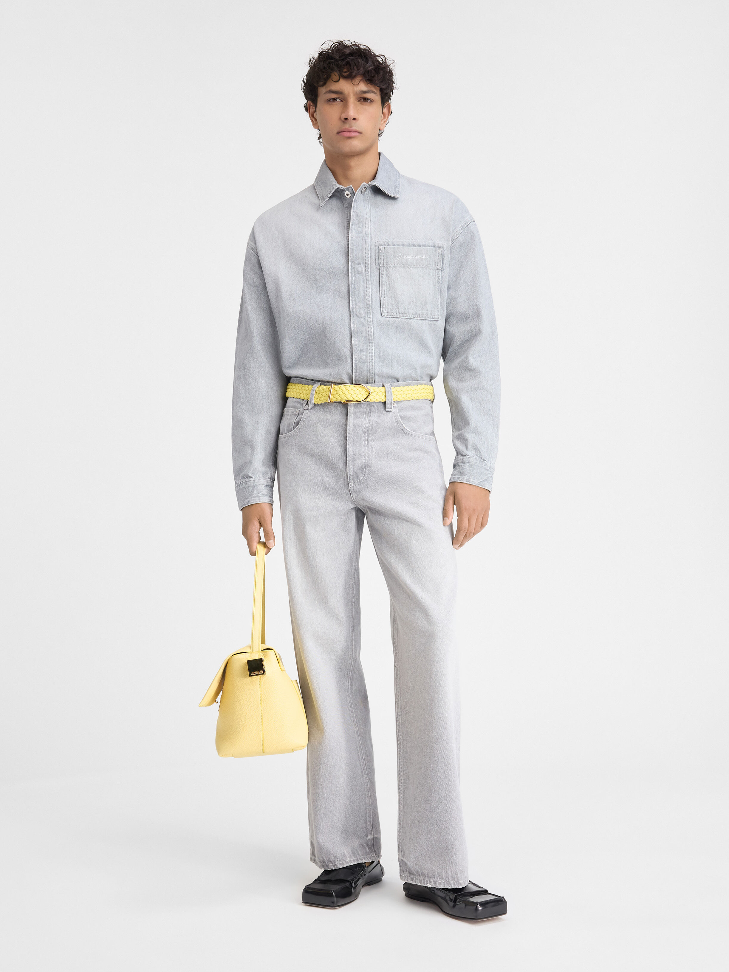 

Мешковатые джинсы JACQUEMUS The wide de-Nîmes denim pants, цвет Grey/Off-White