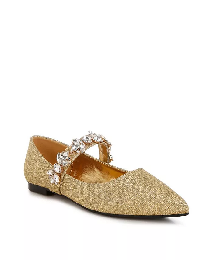 Балетки Flavia Diamante с брошью и блестками Rag & Co, золотой — фото 2