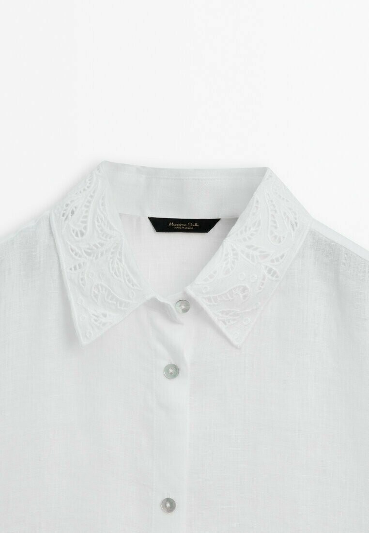 

Рубашка-блузка CROPPED WITH EMBROIDERED DETAILS Massimo Dutti, белый