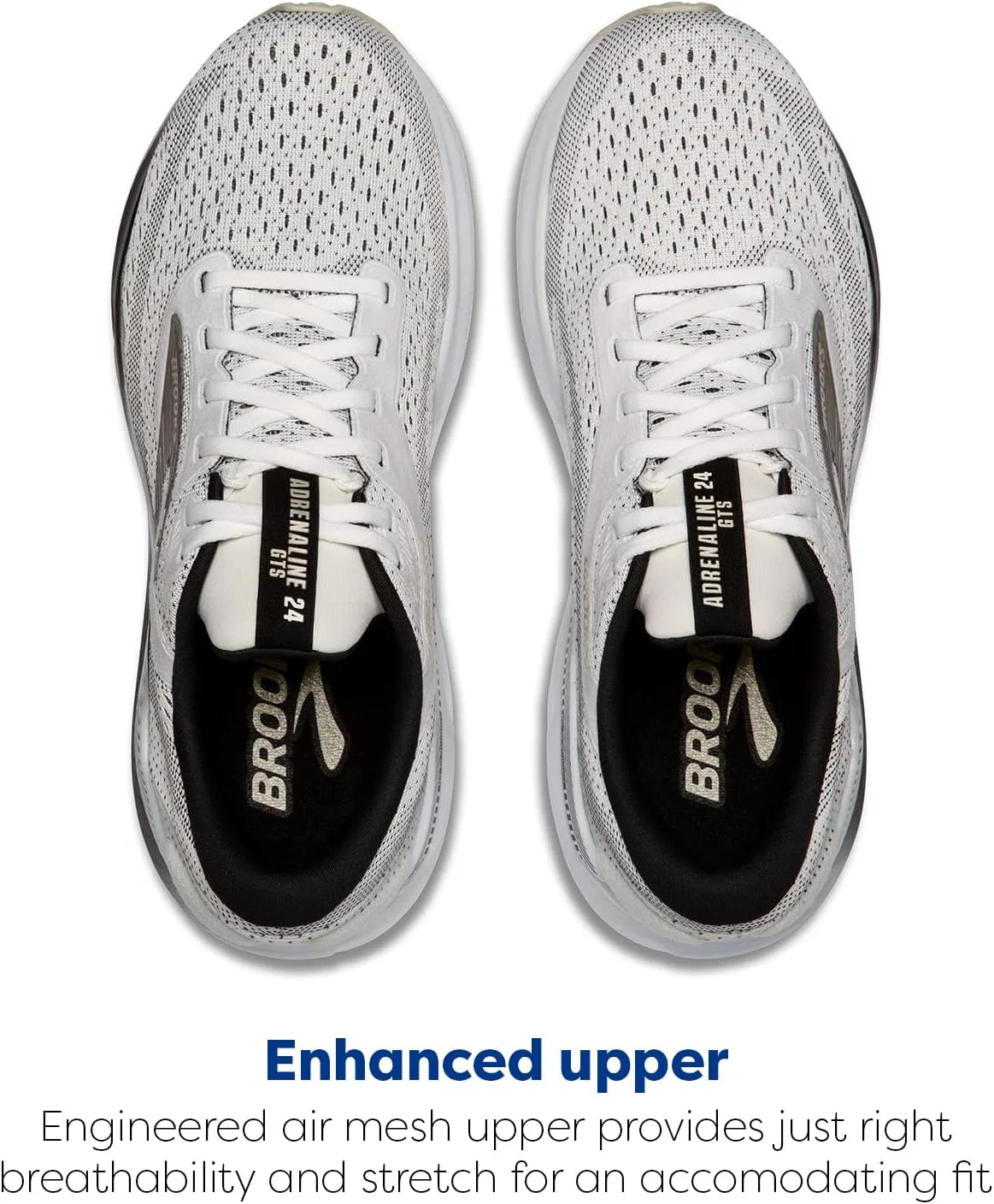 Мужские беговые кроссовки Brooks Adrenaline GTS 24 с поддерживающей подошвой, 2-White Black Pelican — фото 4