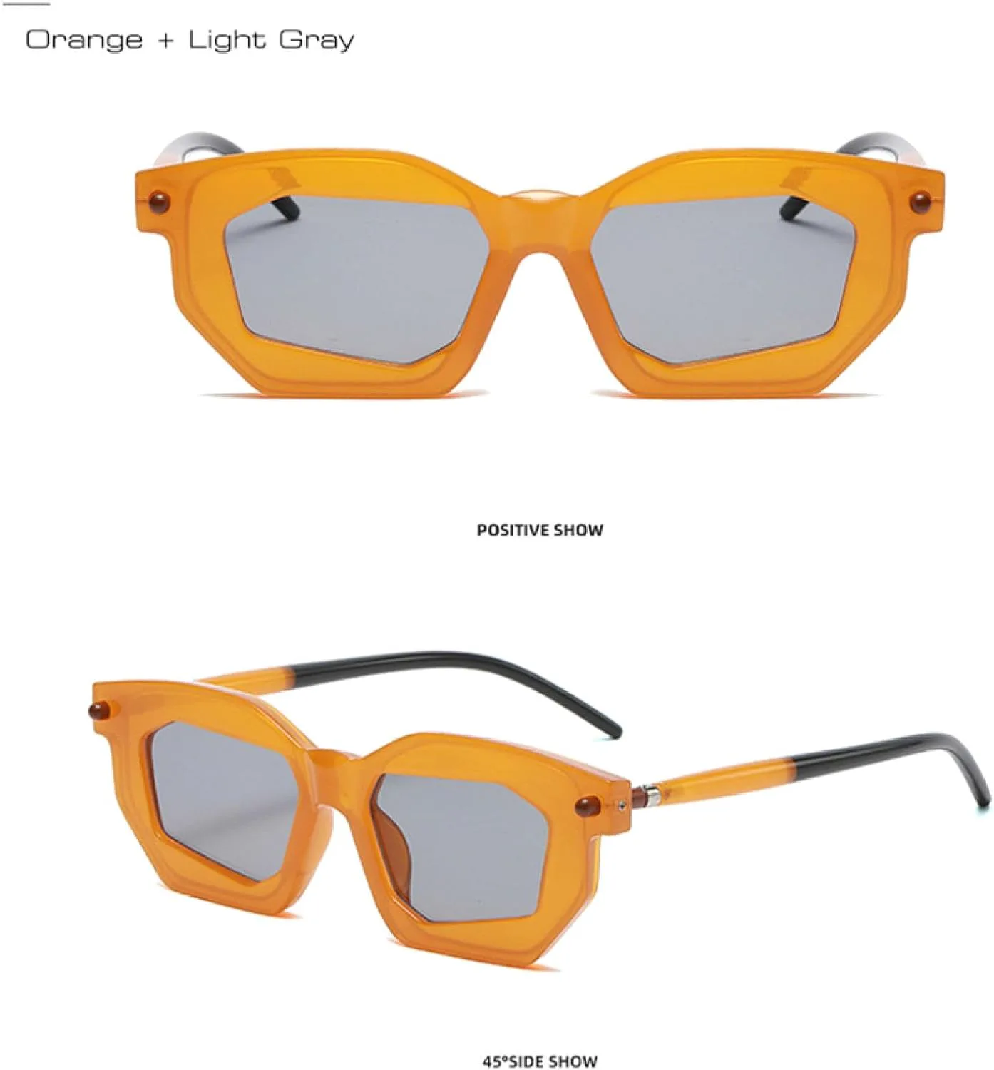 

Модные солнцезащитные очки Polygon для женщин, мужские солнцезащитные очки в стиле панк с заклепками, защита от УФ-излучения UV400 TOIPASTN, Leopard Clear