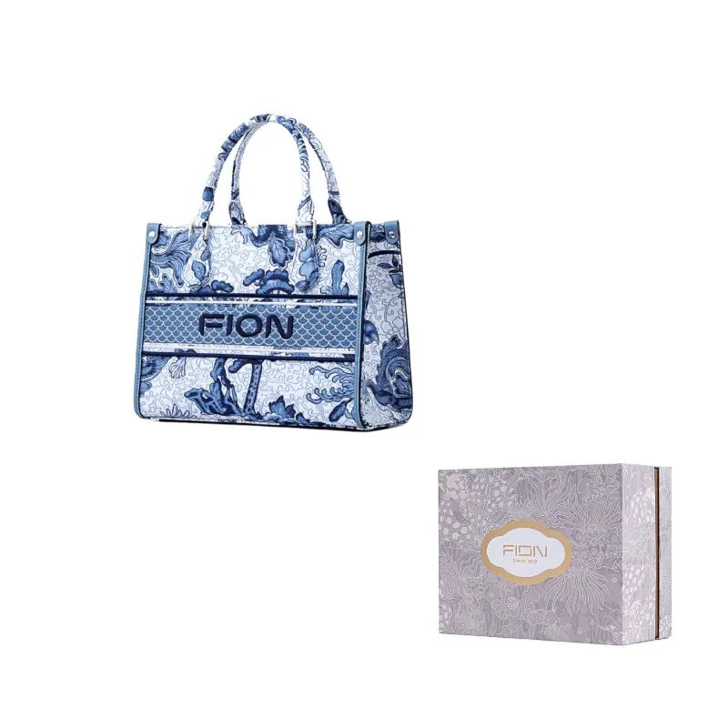 

FION Умная парчовая сумка через плечо, Dan Blue and White Flying Collection, Medium Size, Year of The Dragon Limited Edition