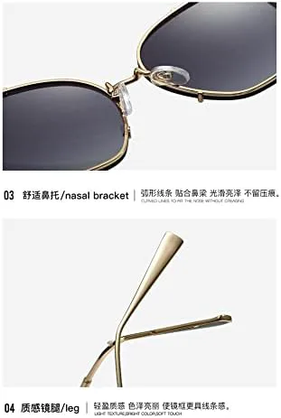 

Женские металлические солнцезащитные очки 2027 года в стиле ретро с зеркальными линзами и серым градиентом, увеличенного размера, с защитой от УФ-излучения MTZJH, 3