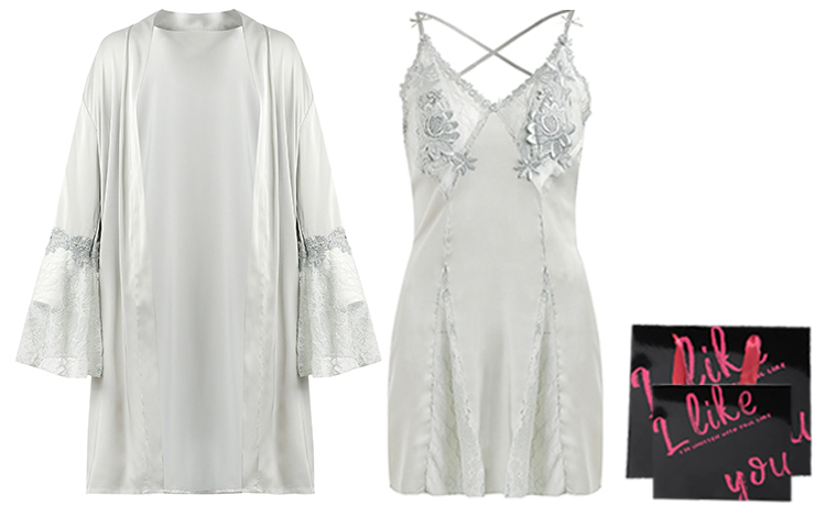 

Женский халат из флоу пряжи, элегантный серый (подарочный набор для сна)