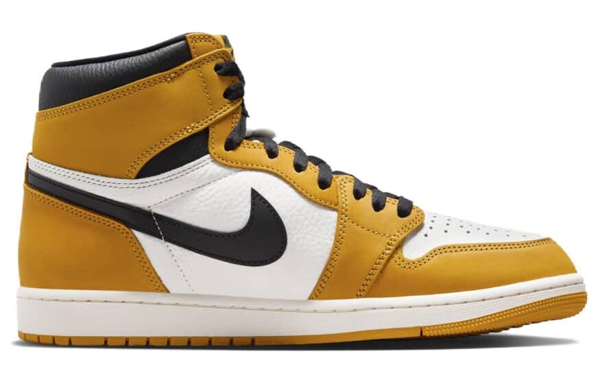 Кроссовки Jordan Air Jordan 1 Vintage Basketball, черный/белый/темно-желтый — фото 2