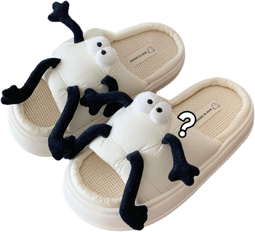 

Смешные мультяшные тапочки-брикеты CEINOM для женщин, милые домашние тапочки Kawaii, удобные тапочки для женщин и мужчин для дома, белый
