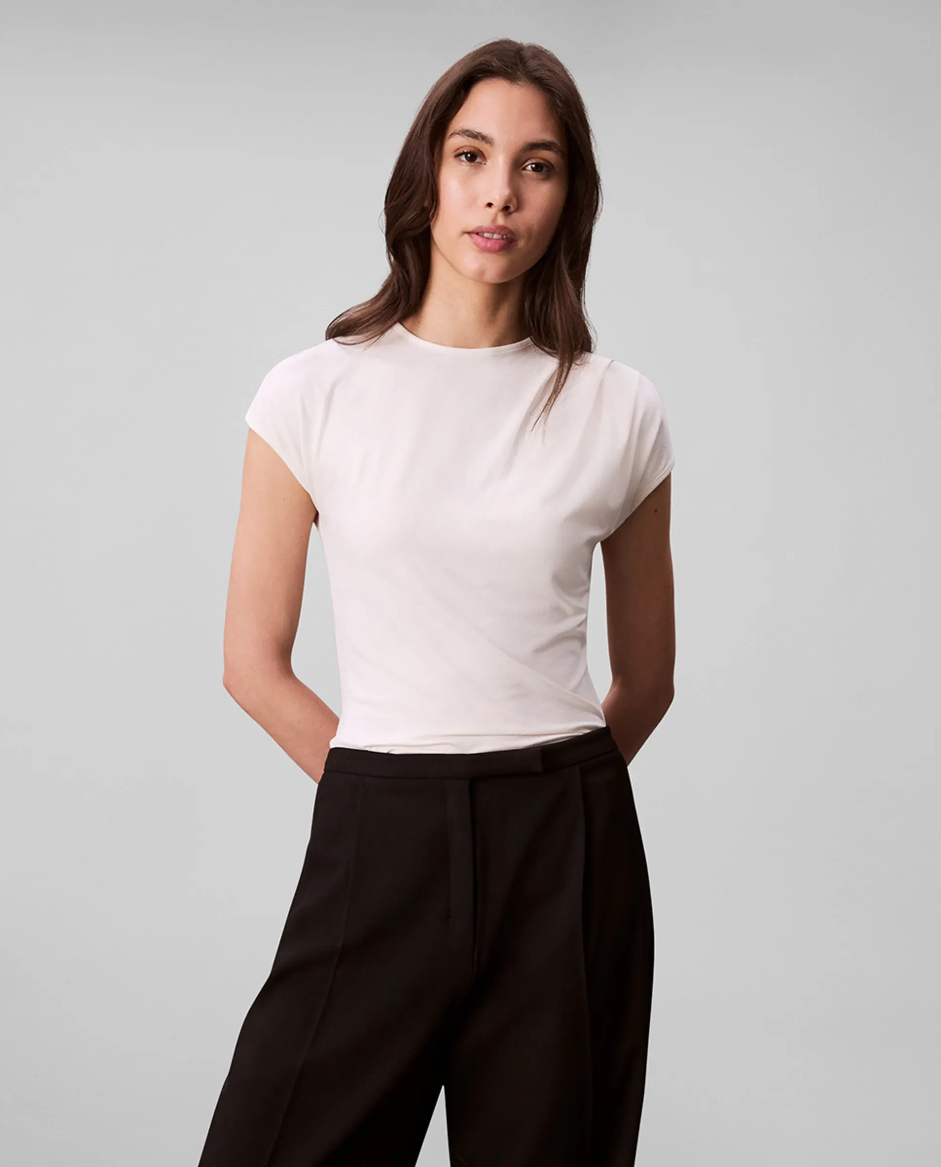 

Женский топ с коротким рукавом Calvin Klein, кремовый